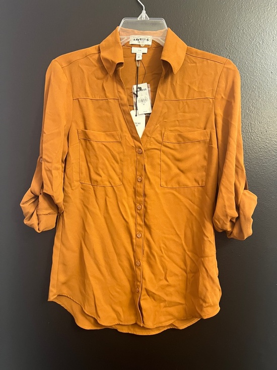 Express Tops - EXPRESS Portofino Cinnamon Brown Button-Down Shirt